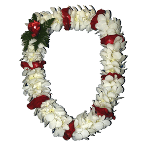 Orchid Lei (Double, White with Rose Petals)
