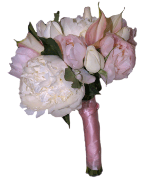 Bridal Hand Tie Bouquet - White and Pink