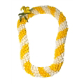 Fancy Spiral Orchid Lei Yellow and White