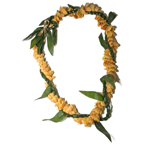 Ti Leaf Lei with a Twist of Lantern Ilima