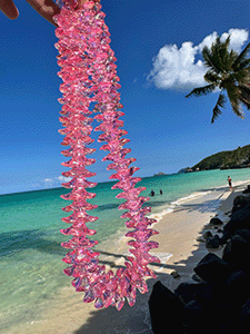 Hawaiian Flower Bead Lei - Plumeria Pink