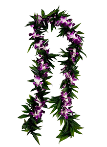 Ti Leaf Lei Twist (Maile Style) with Purple Orchid