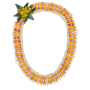 Micronesian Ginger Lei with Yellow and Pink Rose
