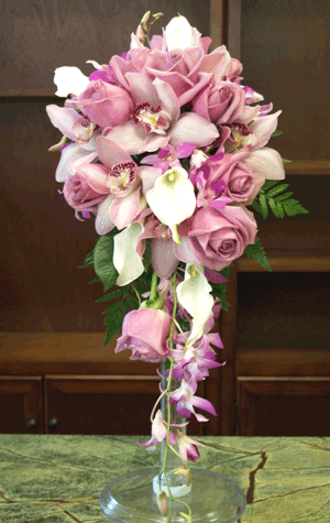 Bridal Cascading Bouquet - Lavender and White