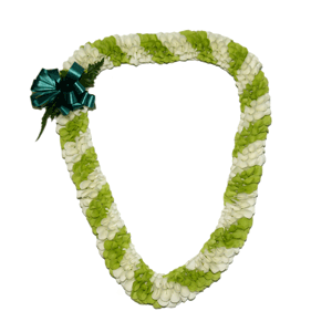Fancy Spiral Orchid Lei (Green &amp; White)