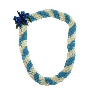 Fancy Spiral Orchid Lei (Blue &amp; White)