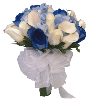 Bridal Hand Tie Bouquet - Blue and White